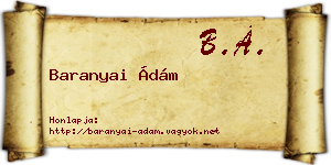 Baranyai Ádám névjegykártya